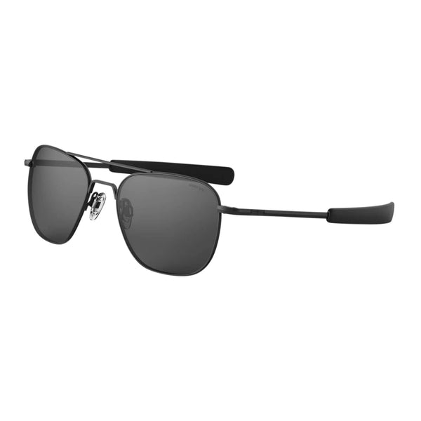 Óculos de sol Randolph Aviator Preto fosco Baioneta Ônix fosco Vidro Skytec Não polarizado Cinza americano Edição especial militar