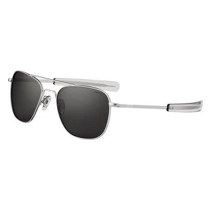 Randolph Engineering Sunglasses 52MM / Matte Chrome Randolph Aviator Sunglasses Matte Chrome Bayonet Clear Skytec Glass Non-Polarized American Gray Military Special Edition