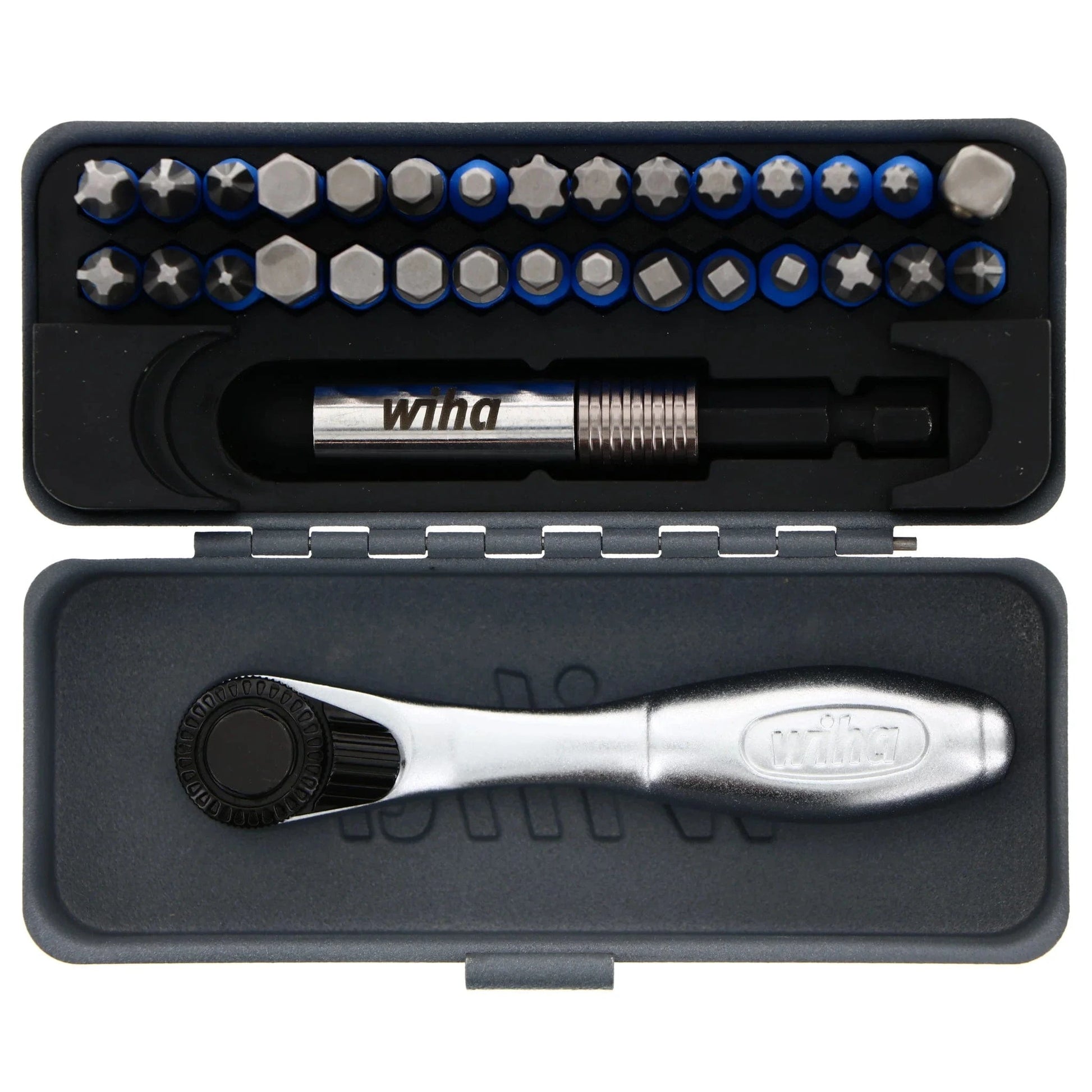 Wiha Tools Wiha 32 Piece GoBox TerminatorBlue Impact Bit Set with Mini Ratchet