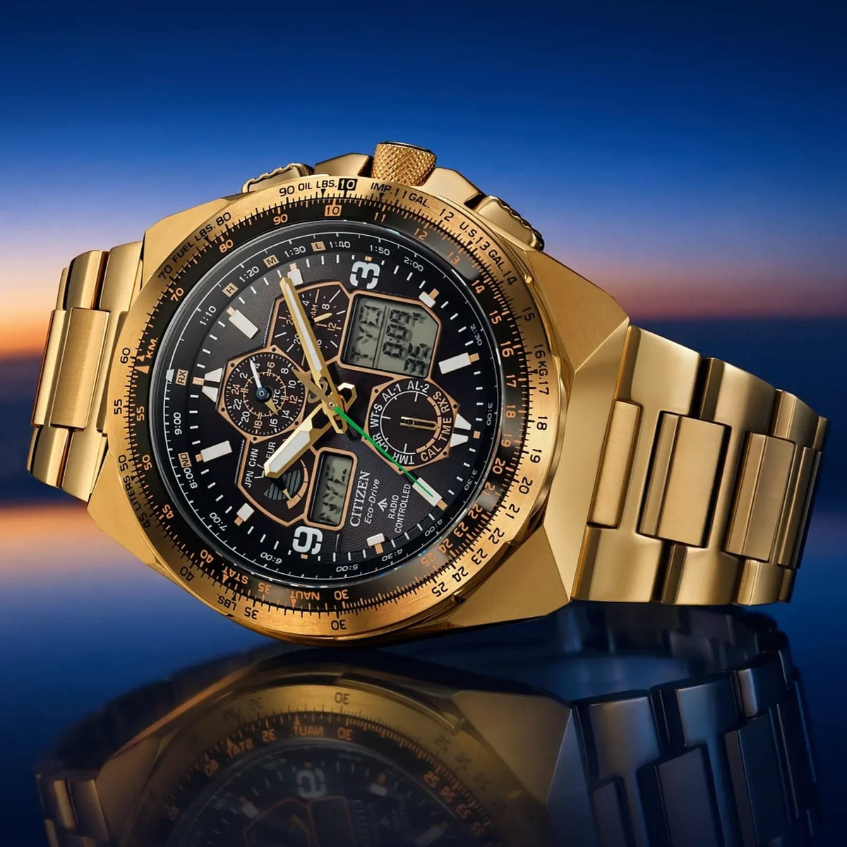 Citizen Watch Watches Citizen Promaster Skyhawk A-T Gold-Tone Black Dial Watch JY8144-50E