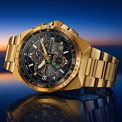 Citizen Watch Watches Citizen Promaster Skyhawk A-T Gold-Tone Black Dial Watch JY8144-50E