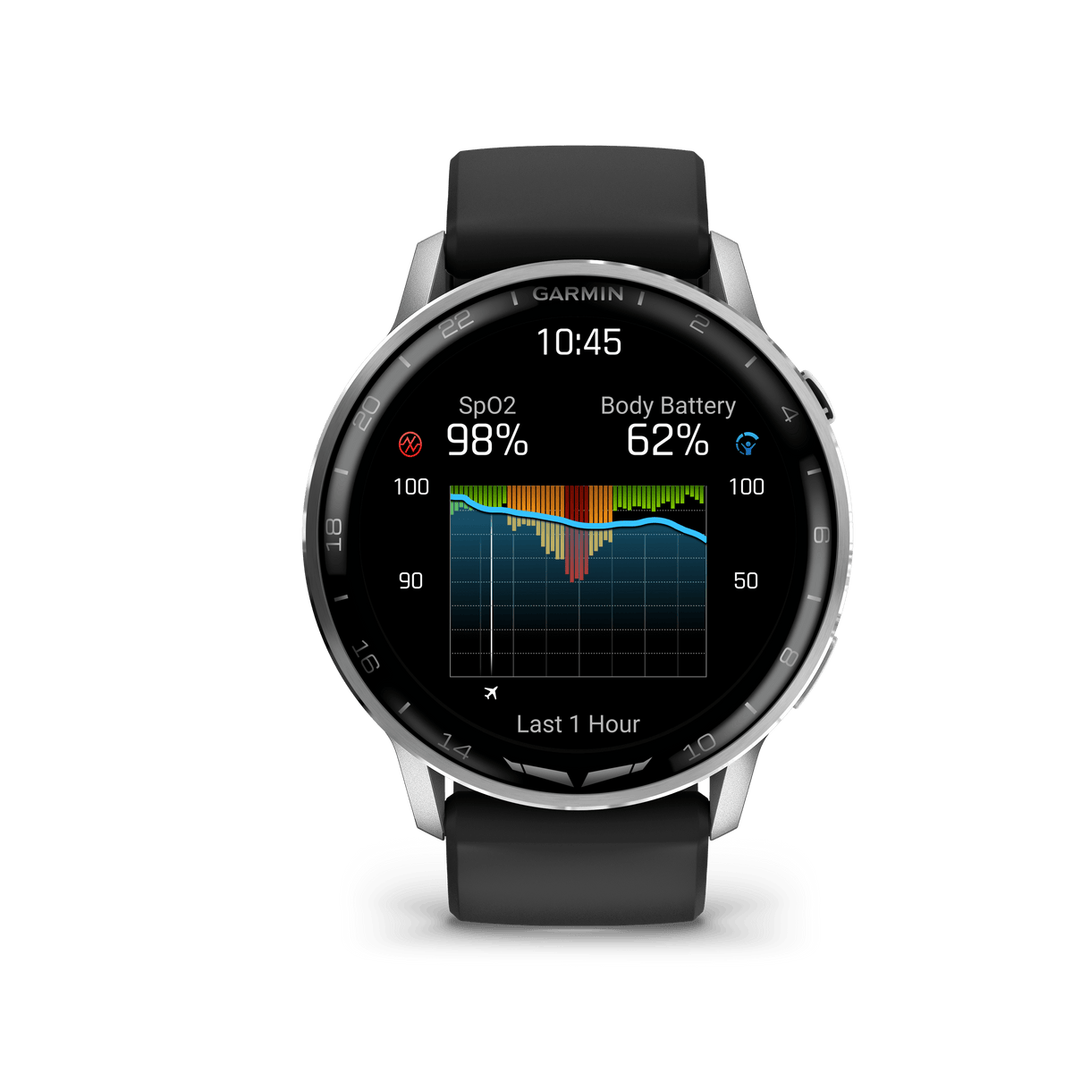 Garmin Watches Garmin D2 Air X15 Aviator Smartwatch – Silver with Black Silicone Band