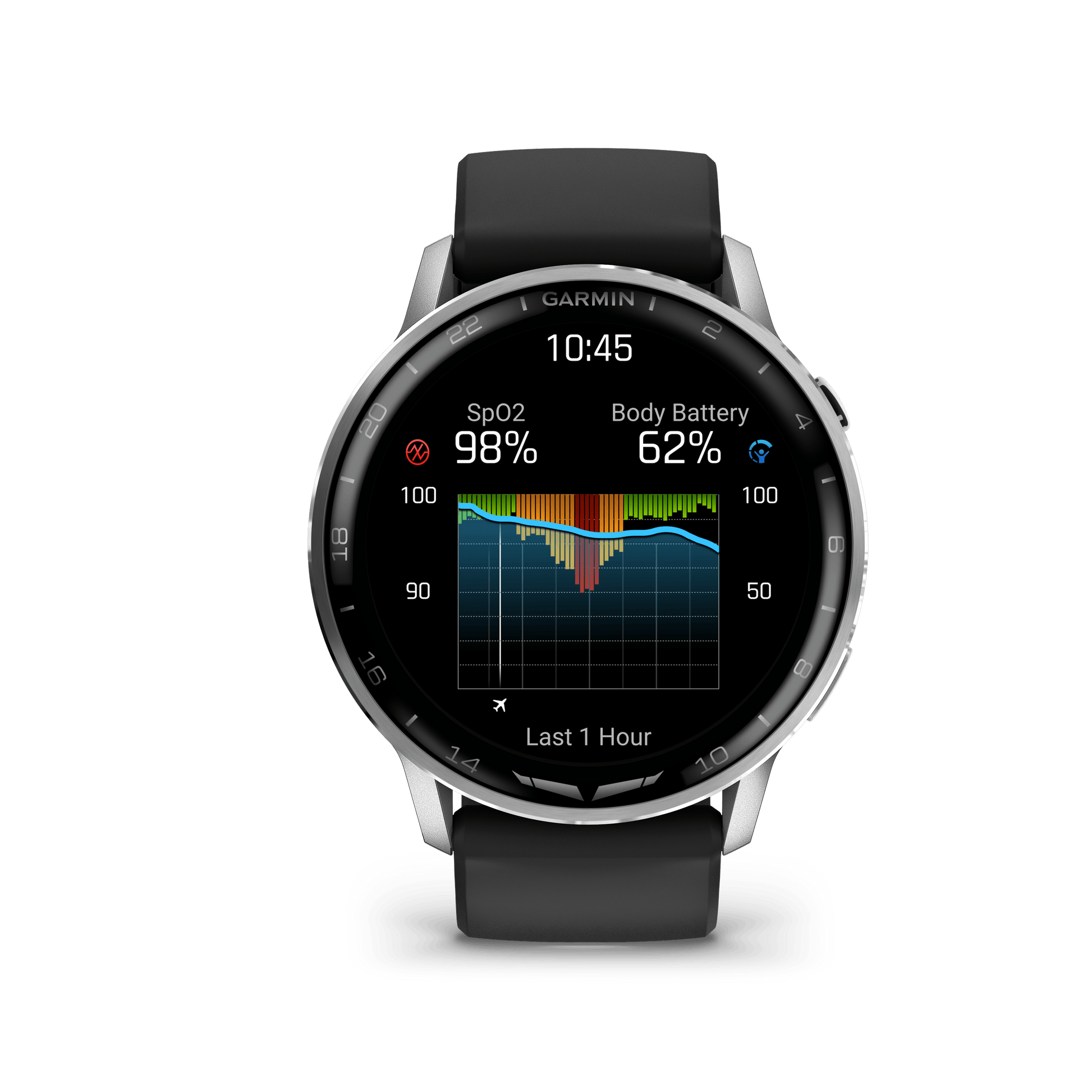 Garmin Watches Garmin D2 Air X15 Aviator Smartwatch – Silver with Black Silicone Band