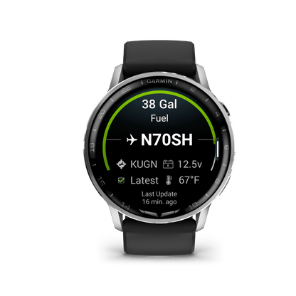 Garmin Watches Garmin D2 Air X15 Aviator Smartwatch – Silver with Black Silicone Band