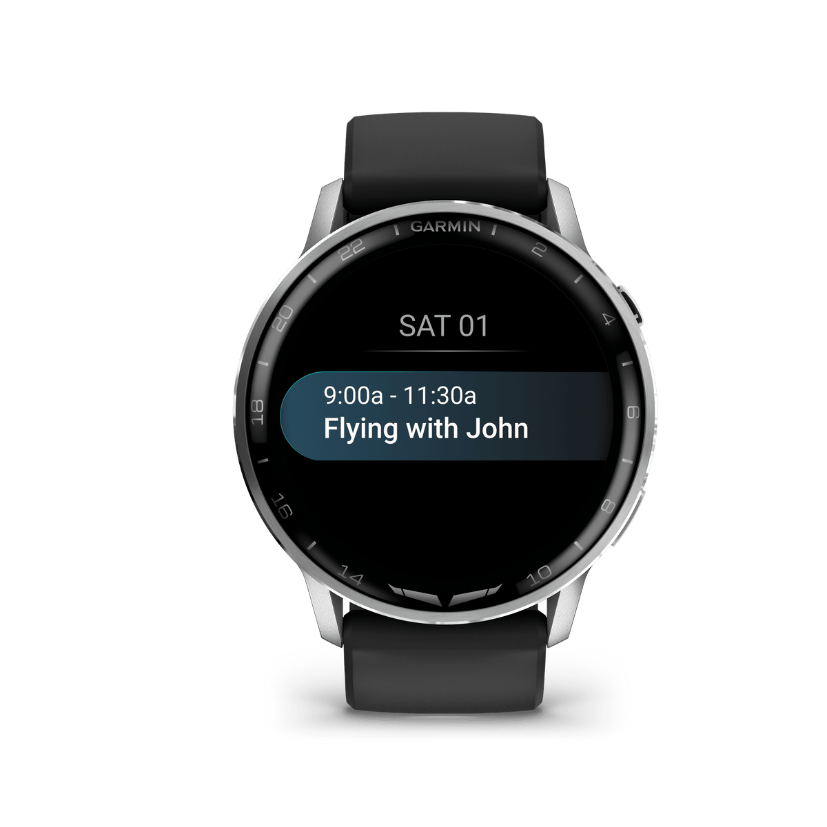 Garmin Watches Garmin D2 Air X15 Aviator Smartwatch – Silver with Black Silicone Band