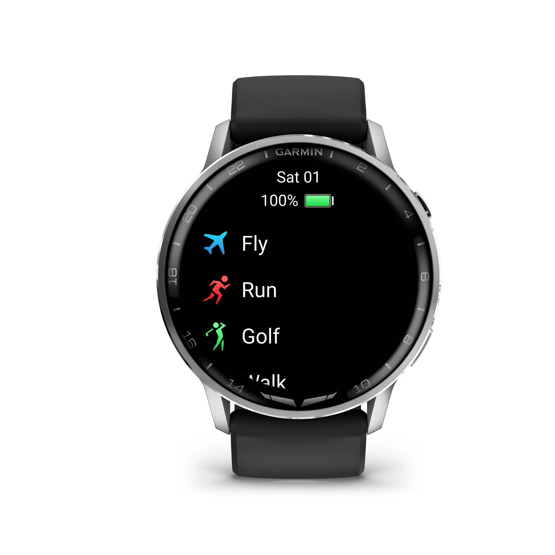 Garmin Watches Garmin D2 Air X15 Aviator Smartwatch – Silver with Black Silicone Band