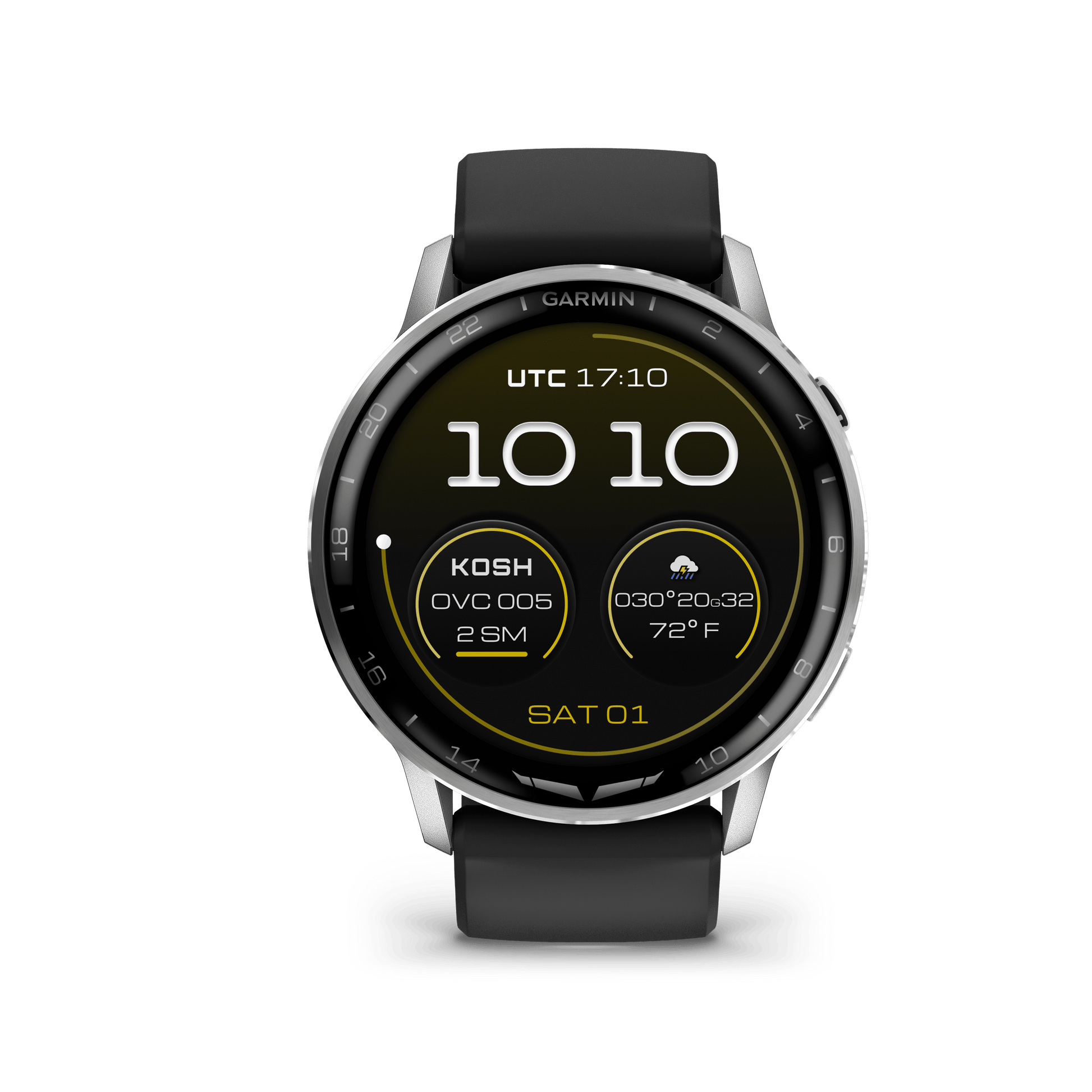 Garmin Watches Garmin D2 Air X15 Aviator Smartwatch – Silver with Black Silicone Band