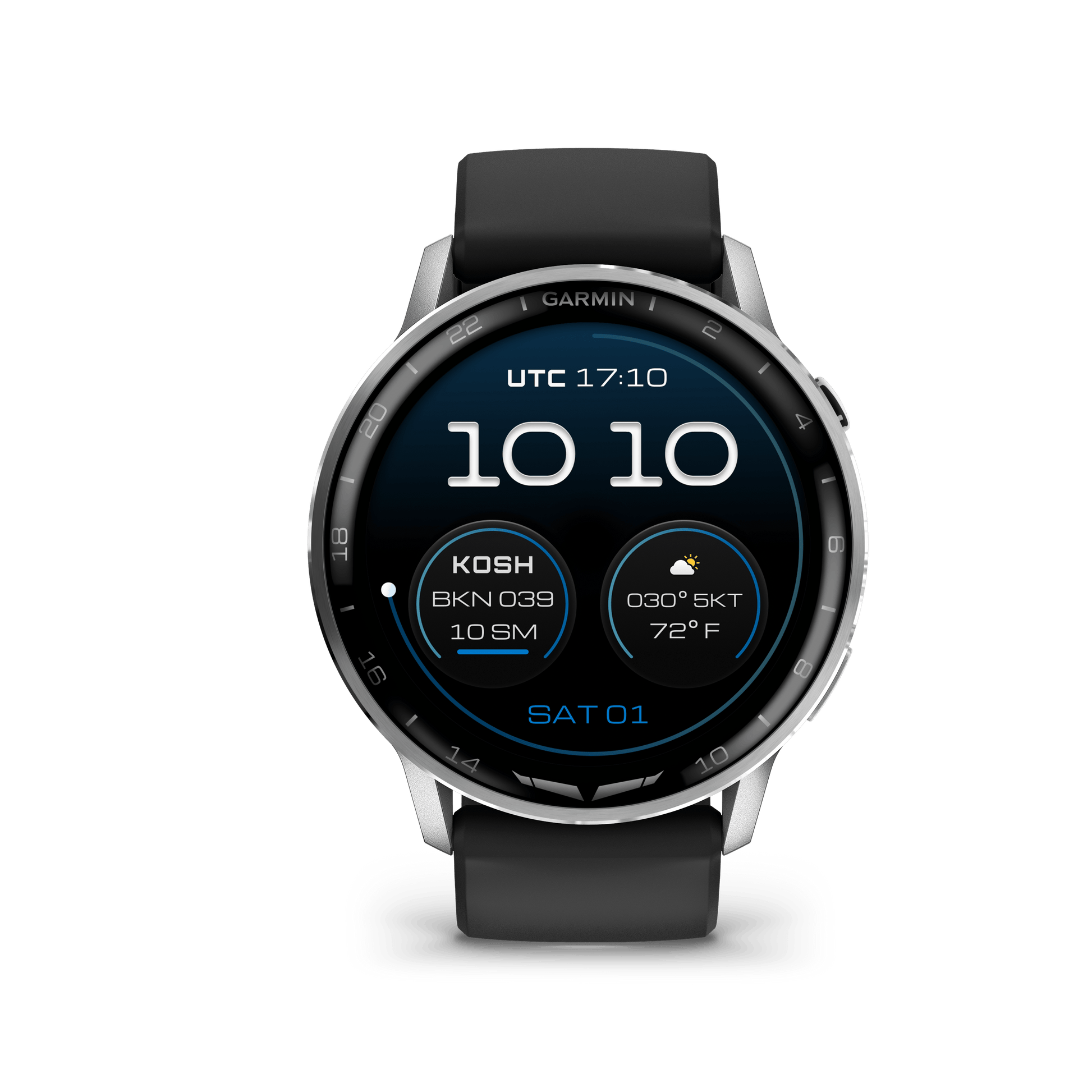 Garmin Watches Garmin D2 Air X15 Aviator Smartwatch – Silver with Black Silicone Band