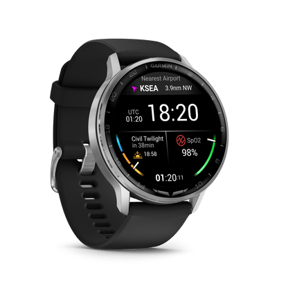 Garmin Watches Garmin D2 Air X15 Aviator Smartwatch – Silver with Black Silicone Band