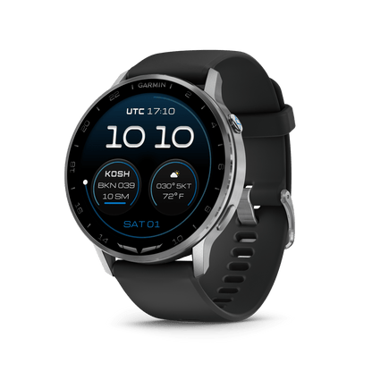 Garmin Watches Garmin D2 Air X15 Aviator Smartwatch – Silver with Black Silicone Band