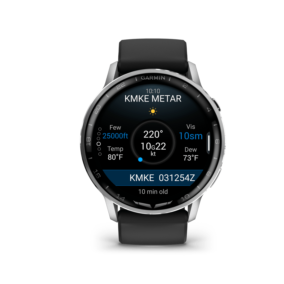Garmin Watches Garmin D2 Air X15 Aviator Smartwatch – Silver with Black Silicone Band