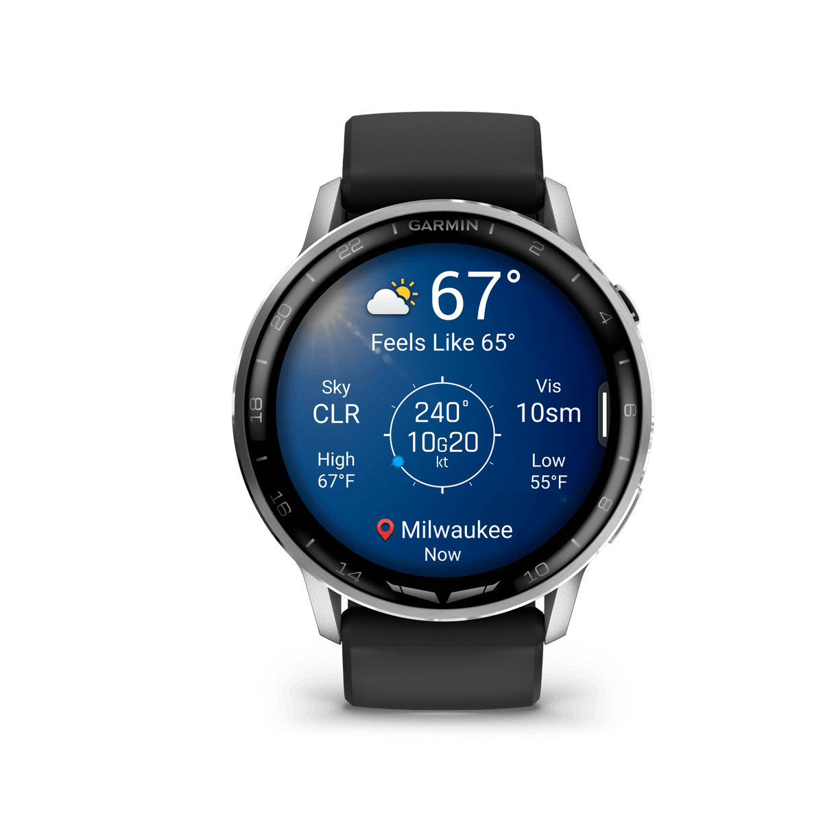Garmin Watches Garmin D2 Air X15 Aviator Smartwatch – Silver with Black Silicone Band