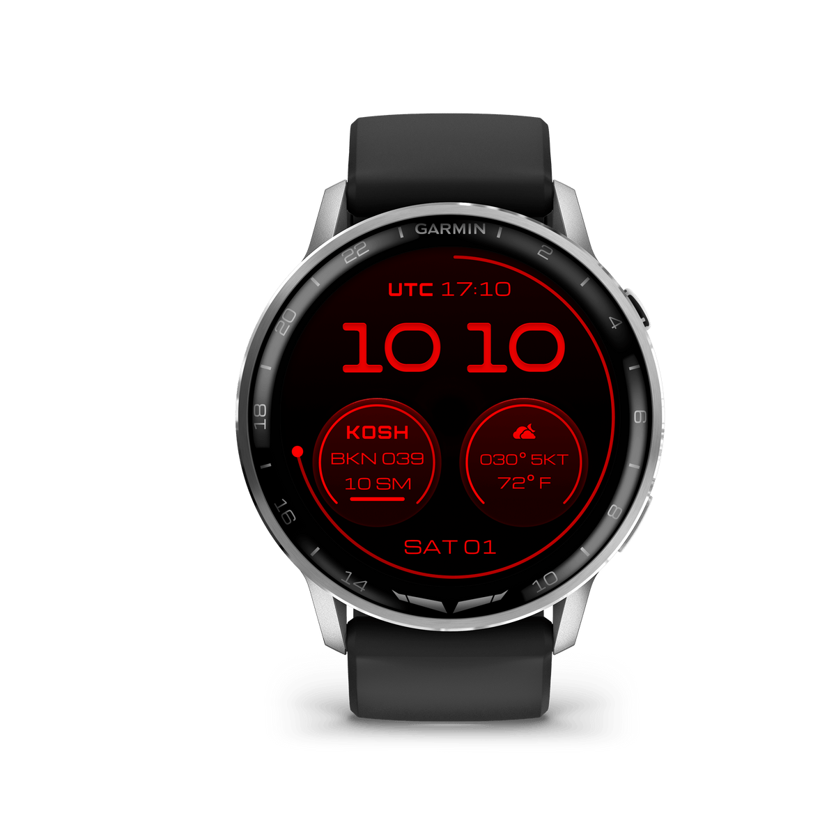 Garmin Watches Garmin D2 Air X15 Aviator Smartwatch – Silver with Black Silicone Band