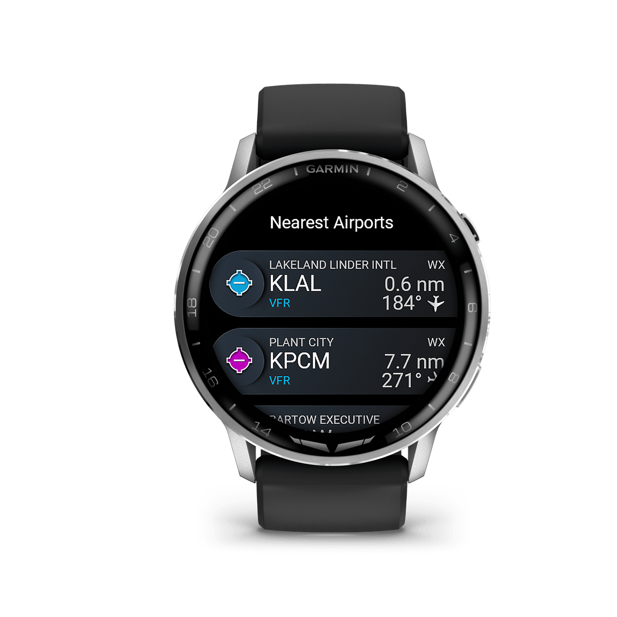 Garmin Watches Garmin D2 Air X15 Aviator Smartwatch – Silver with Black Silicone Band