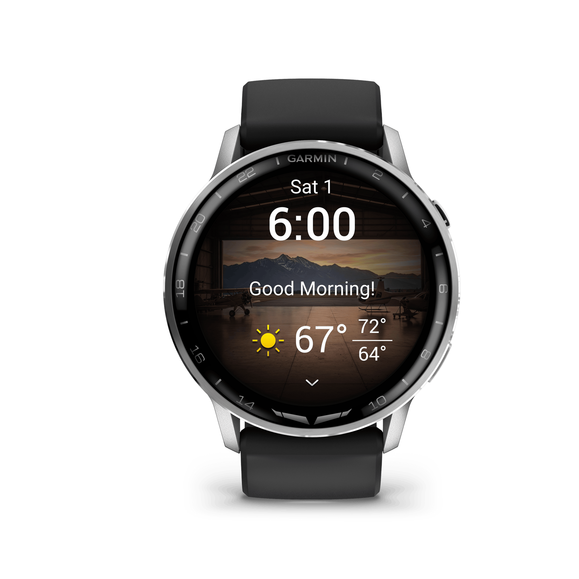 Garmin Watches Garmin D2 Air X15 Aviator Smartwatch – Silver with Black Silicone Band