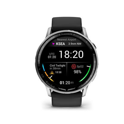 Garmin Watches Garmin D2 Air X15 Aviator Smartwatch – Silver with Black Silicone Band