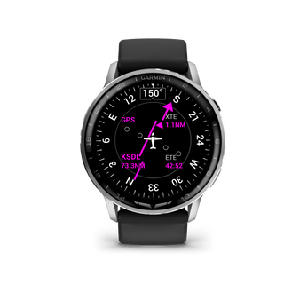 Relógio inteligente Garmin D2 Air X15 Aviator – Prateado com pulseira de silicone preta