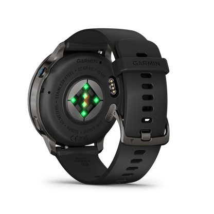 Garmin Watches Garmin D2 Air X15 Aviator Smartwatch: Slate with Black Silicone Band