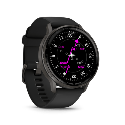 Garmin Watches Garmin D2 Air X15 Aviator Smartwatch: Slate with Black Silicone Band