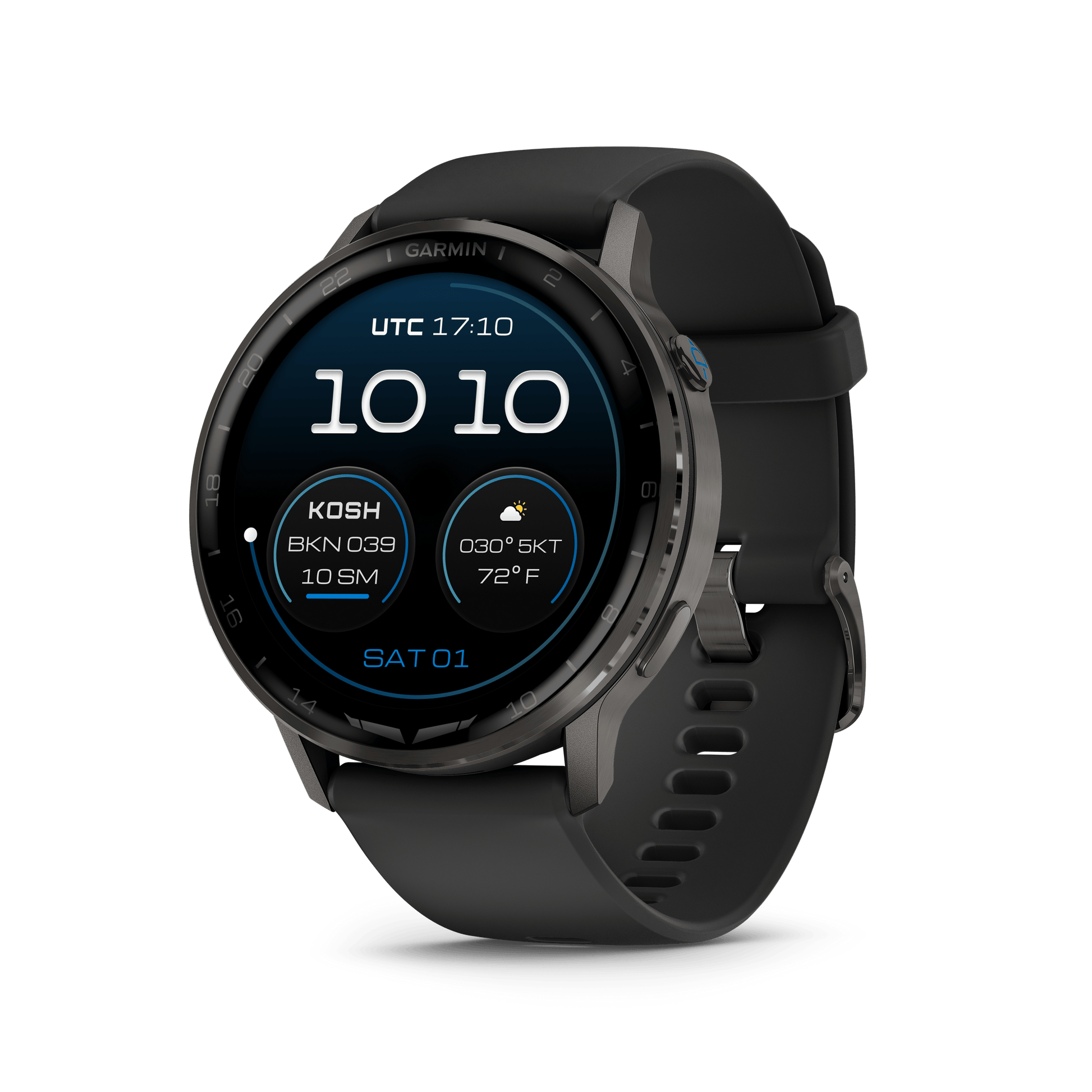 Garmin Watches Garmin D2 Air X15 Aviator Smartwatch: Slate with Black Silicone Band