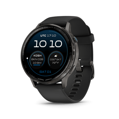 Garmin Watches Garmin D2 Air X15 Aviator Smartwatch: Slate with Black Silicone Band