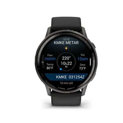 Garmin Watches Garmin D2 Air X15 Aviator Smartwatch: Slate with Black Silicone Band