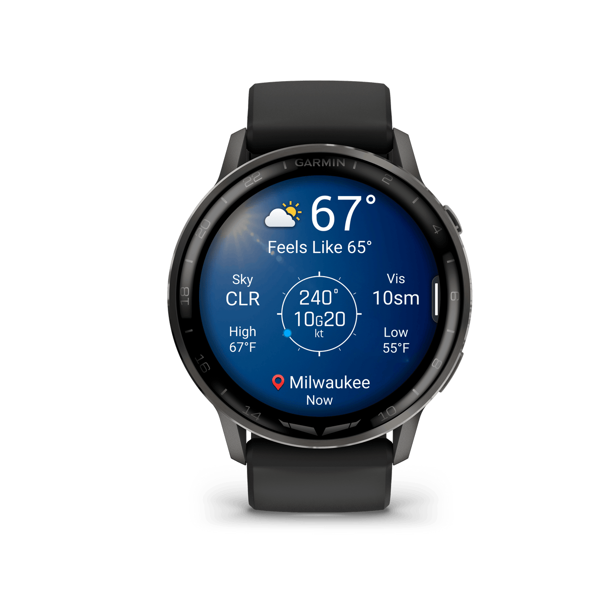 Garmin Watches Garmin D2 Air X15 Aviator Smartwatch: Slate with Black Silicone Band