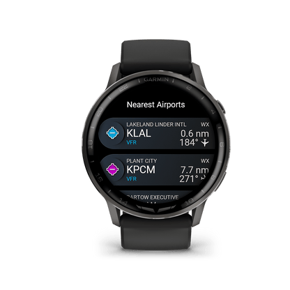 Garmin Watches Garmin D2 Air X15 Aviator Smartwatch: Slate with Black Silicone Band