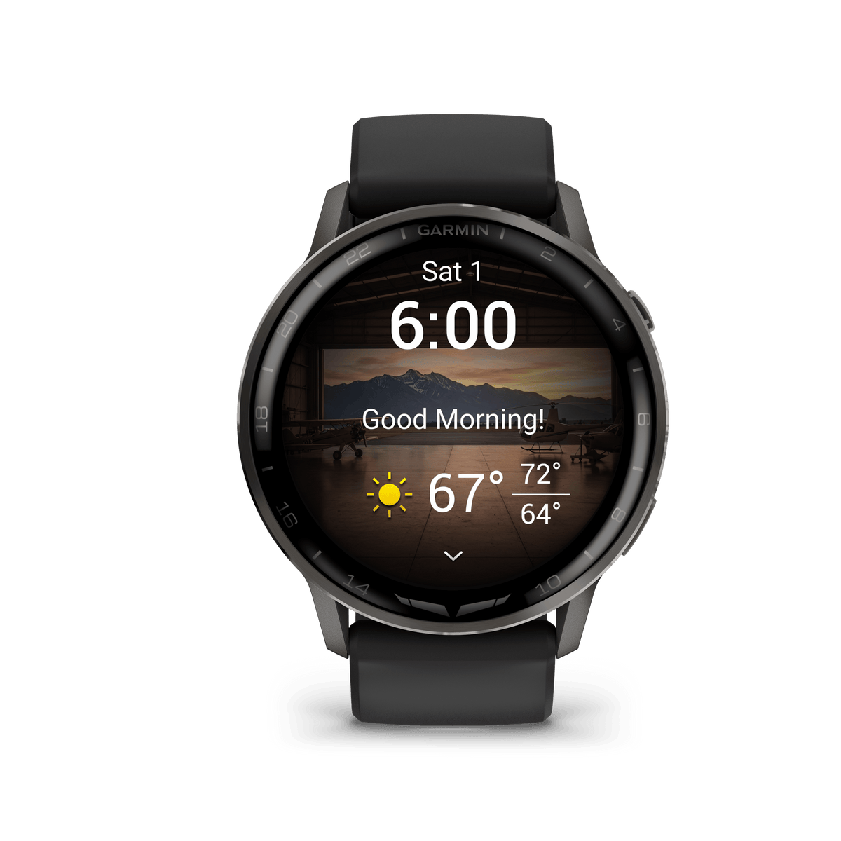 Garmin Watches Garmin D2 Air X15 Aviator Smartwatch: Slate with Black Silicone Band