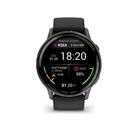 Garmin Watches Garmin D2 Air X15 Aviator Smartwatch: Slate with Black Silicone Band