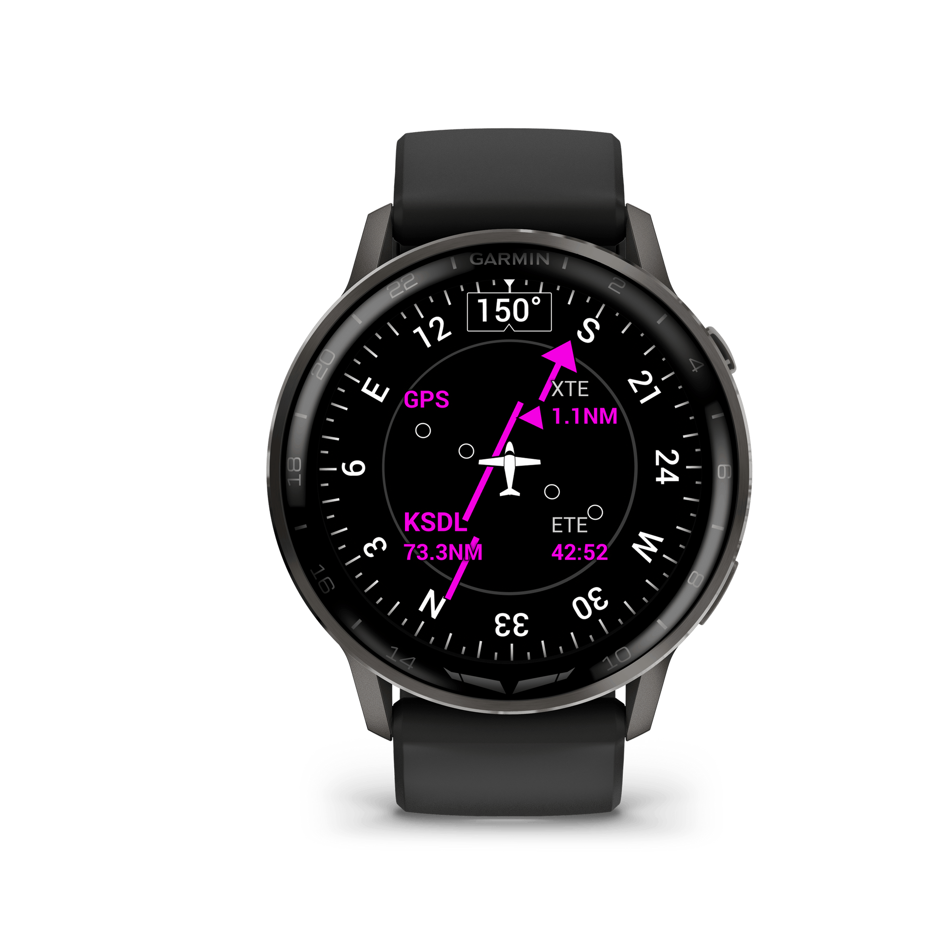 Garmin Watches Garmin D2 Air X15 Aviator Smartwatch: Slate with Black Silicone Band