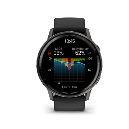 Garmin Watches Garmin D2 Air X15 Aviator Smartwatch: Slate with Black Silicone Band