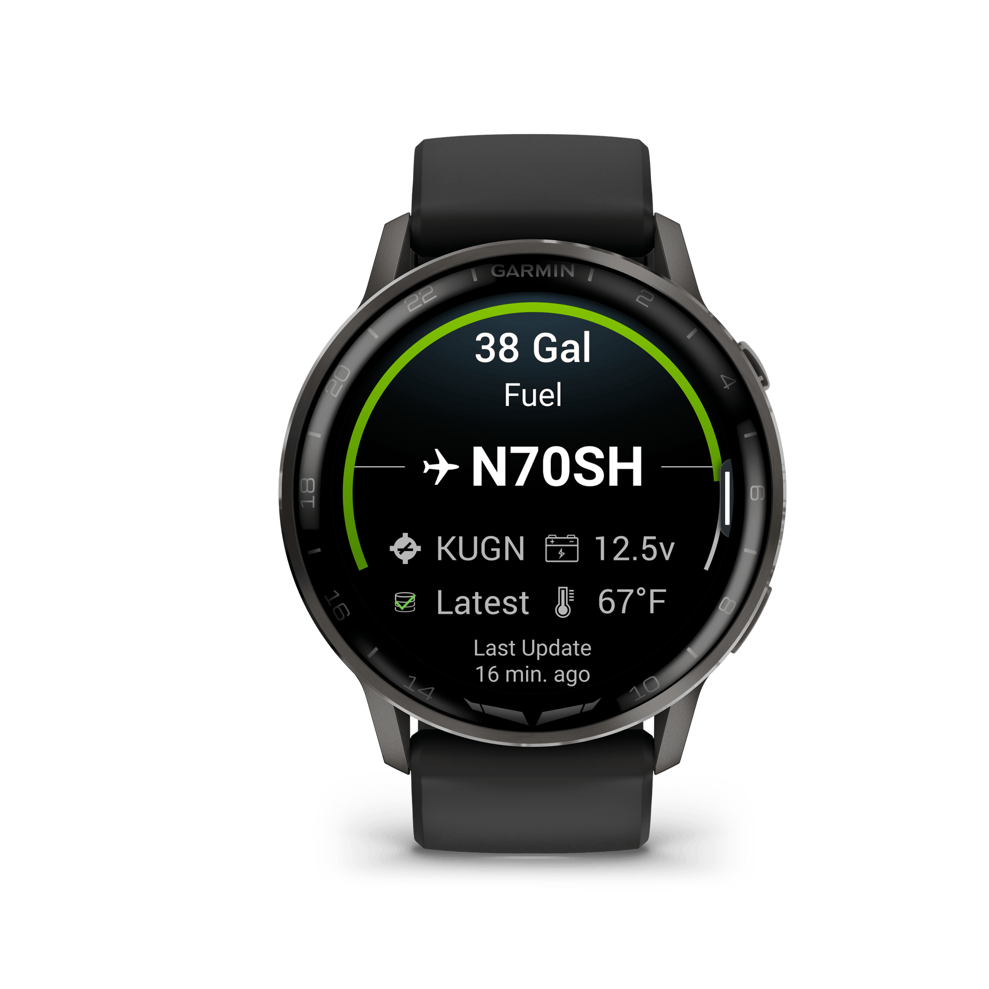 Garmin Watches Garmin D2 Air X15 Aviator Smartwatch: Slate with Black Silicone Band