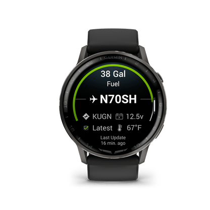 Garmin Watches Garmin D2 Air X15 Aviator Smartwatch: Slate with Black Silicone Band