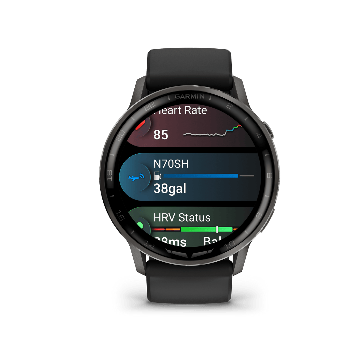 Garmin Watches Garmin D2 Air X15 Aviator Smartwatch: Slate with Black Silicone Band
