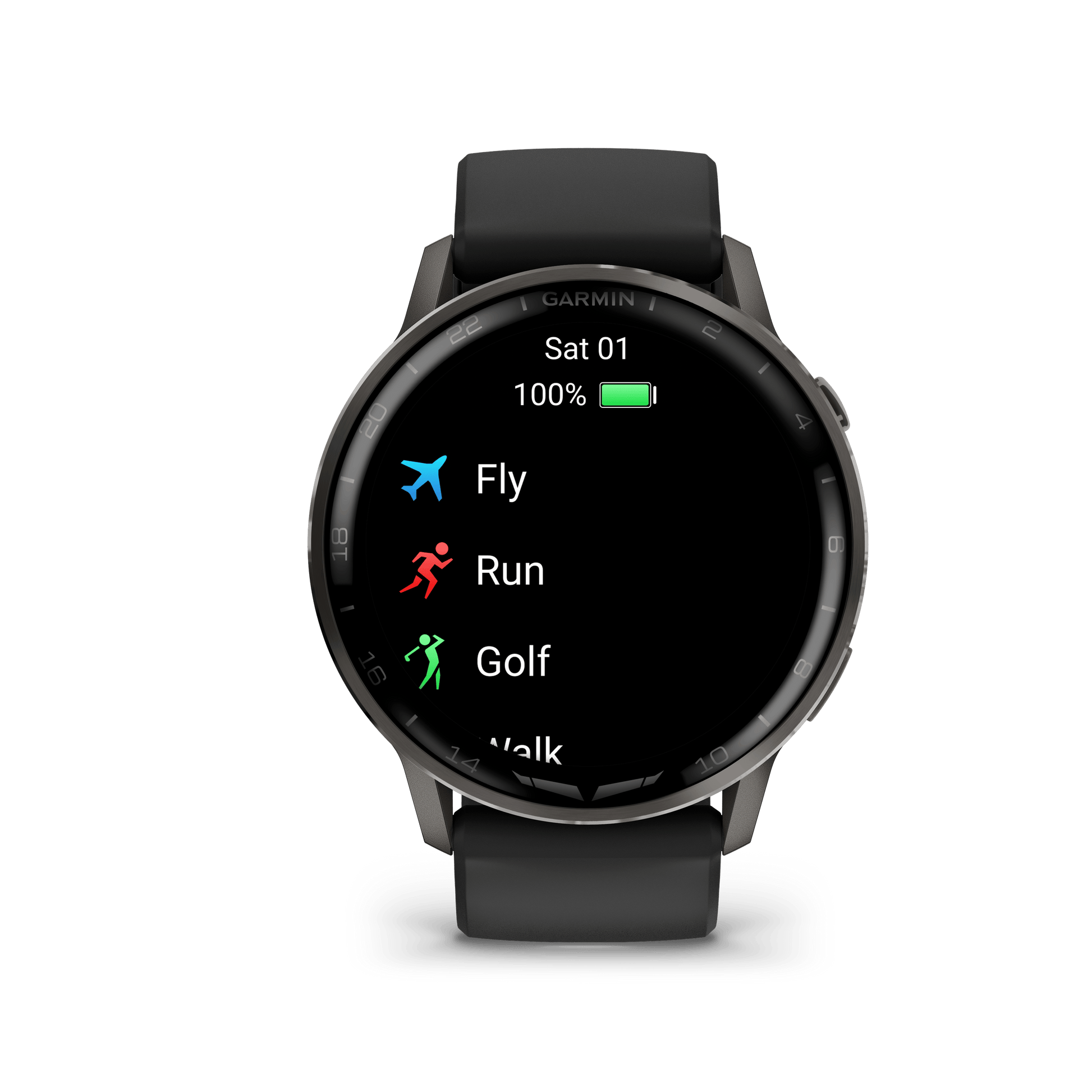 Garmin Watches Garmin D2 Air X15 Aviator Smartwatch: Slate with Black Silicone Band