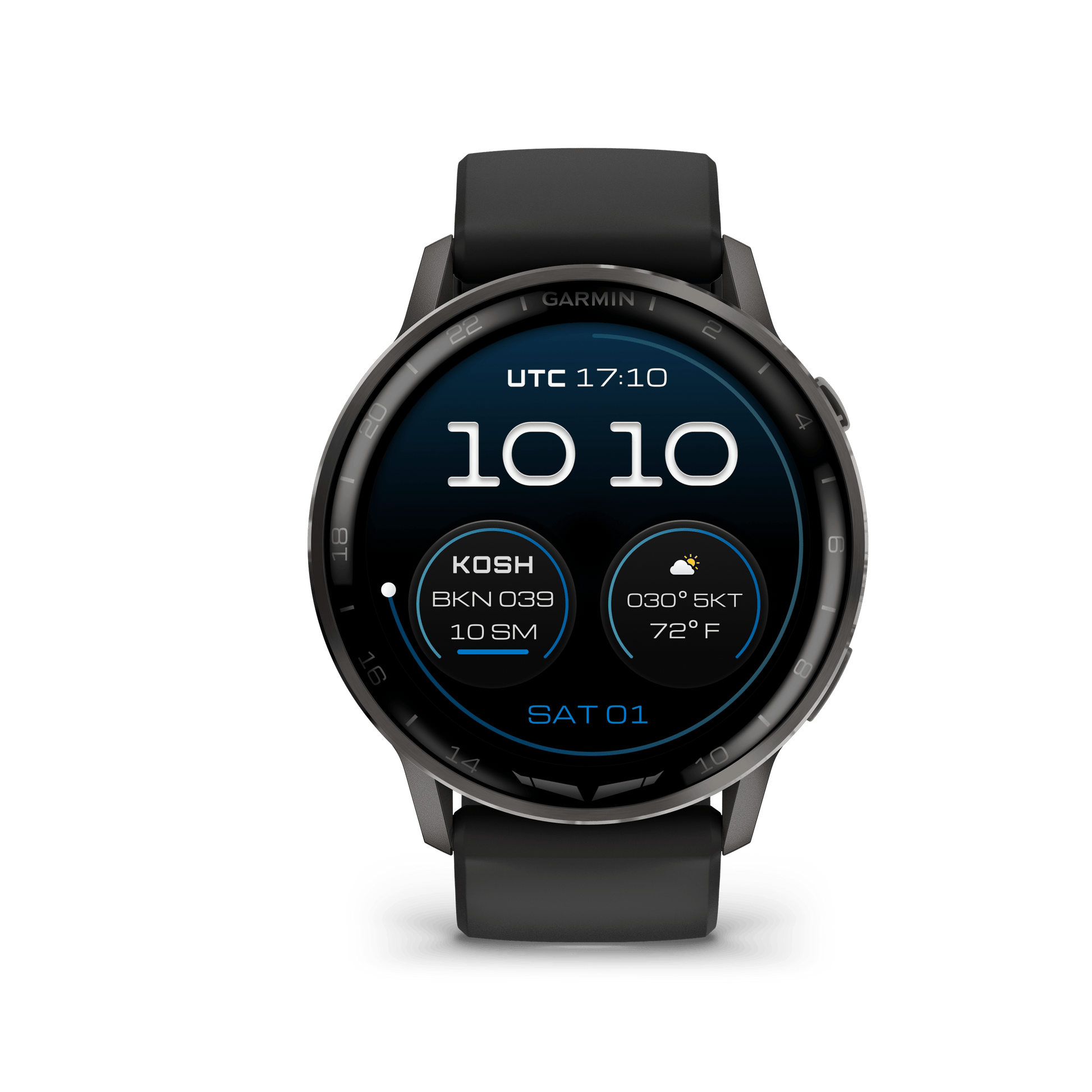 Garmin Watches Garmin D2 Air X15 Aviator Smartwatch: Slate with Black Silicone Band