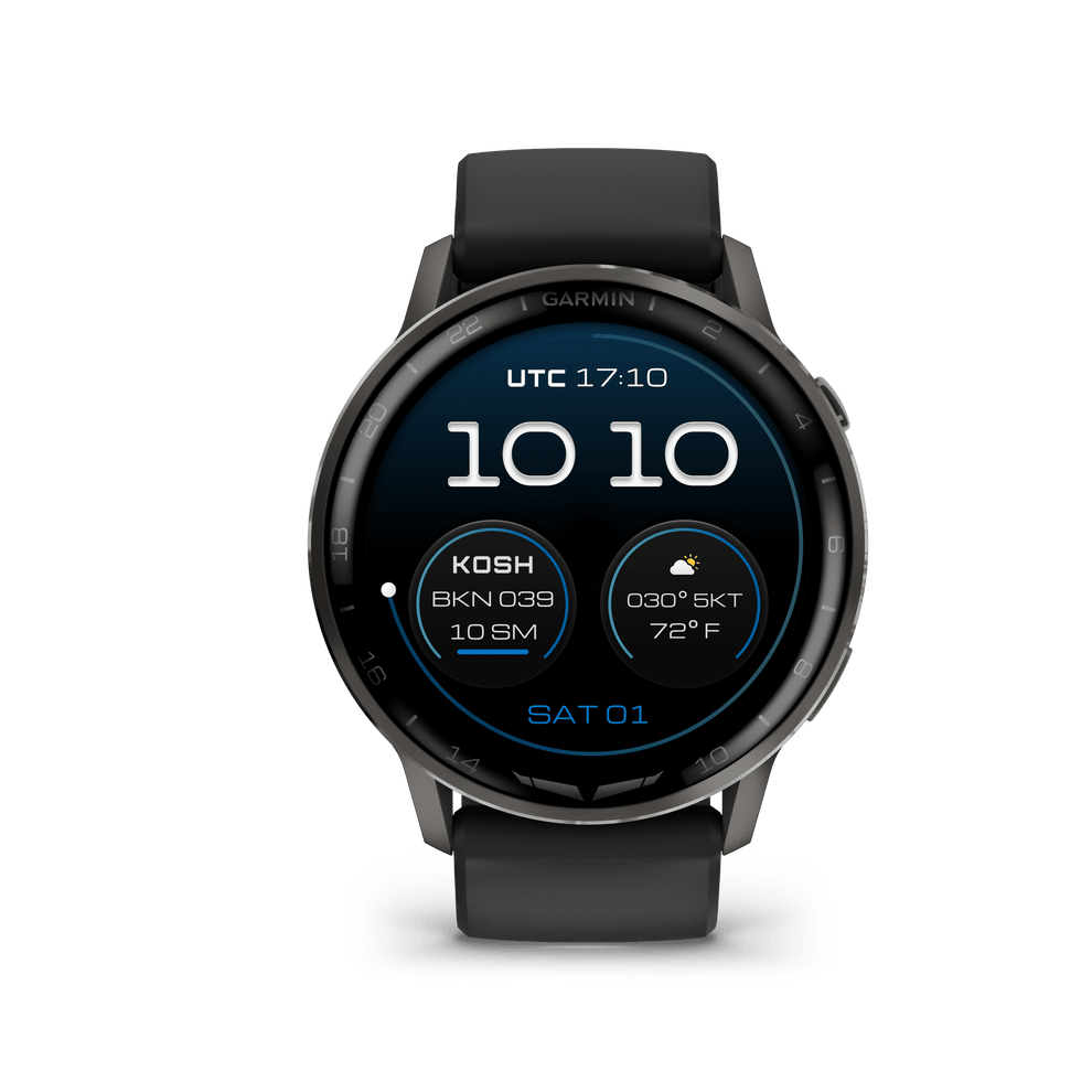 Garmin D2 Air X15 Aviator Smartwatch: Slate with Black Silicone Band