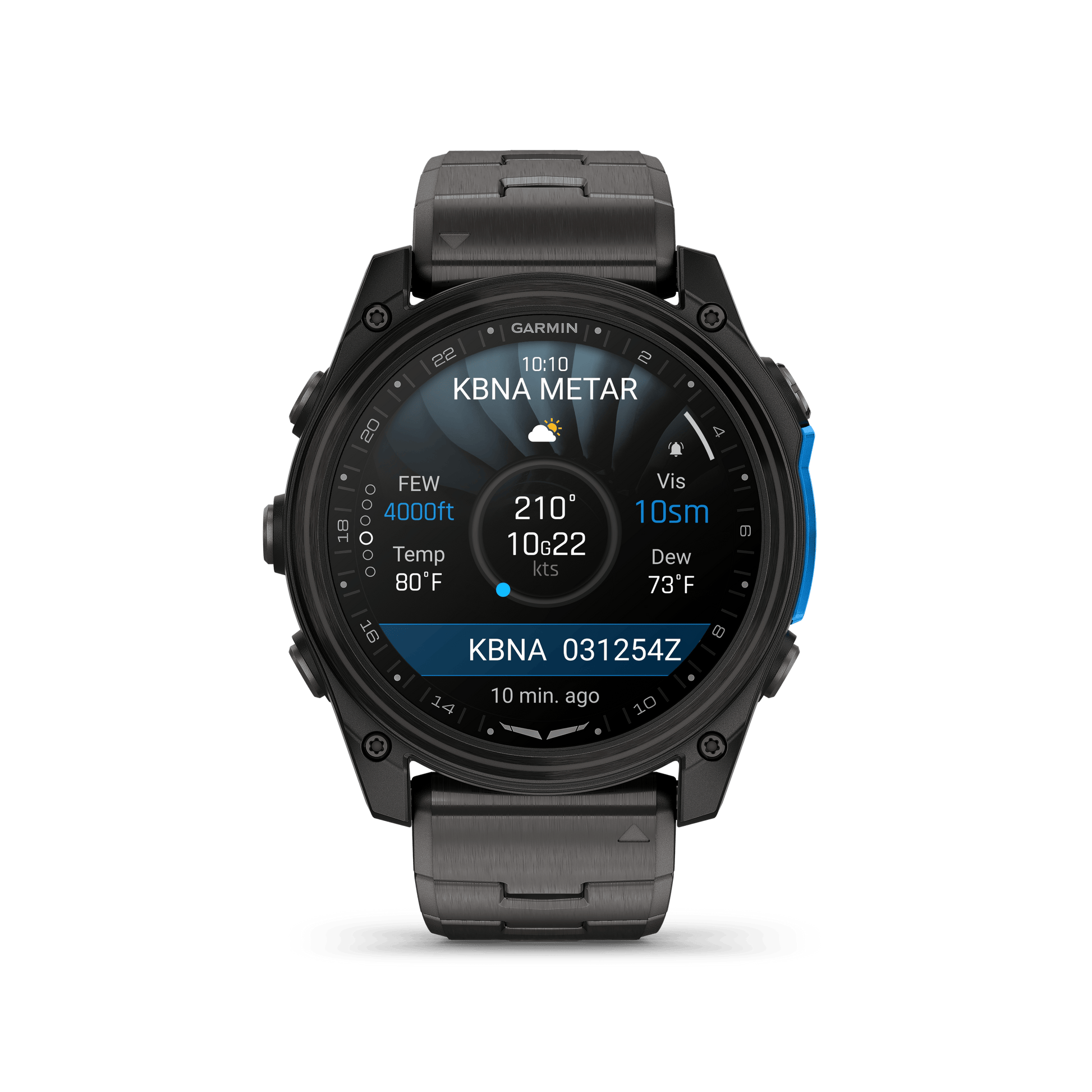 Garmin Watches Garmin D2 Mach 2 Aviator Smartwatch: Carbon Gray DLC Titanium with Vented Titanium Bracelet (51 mm)