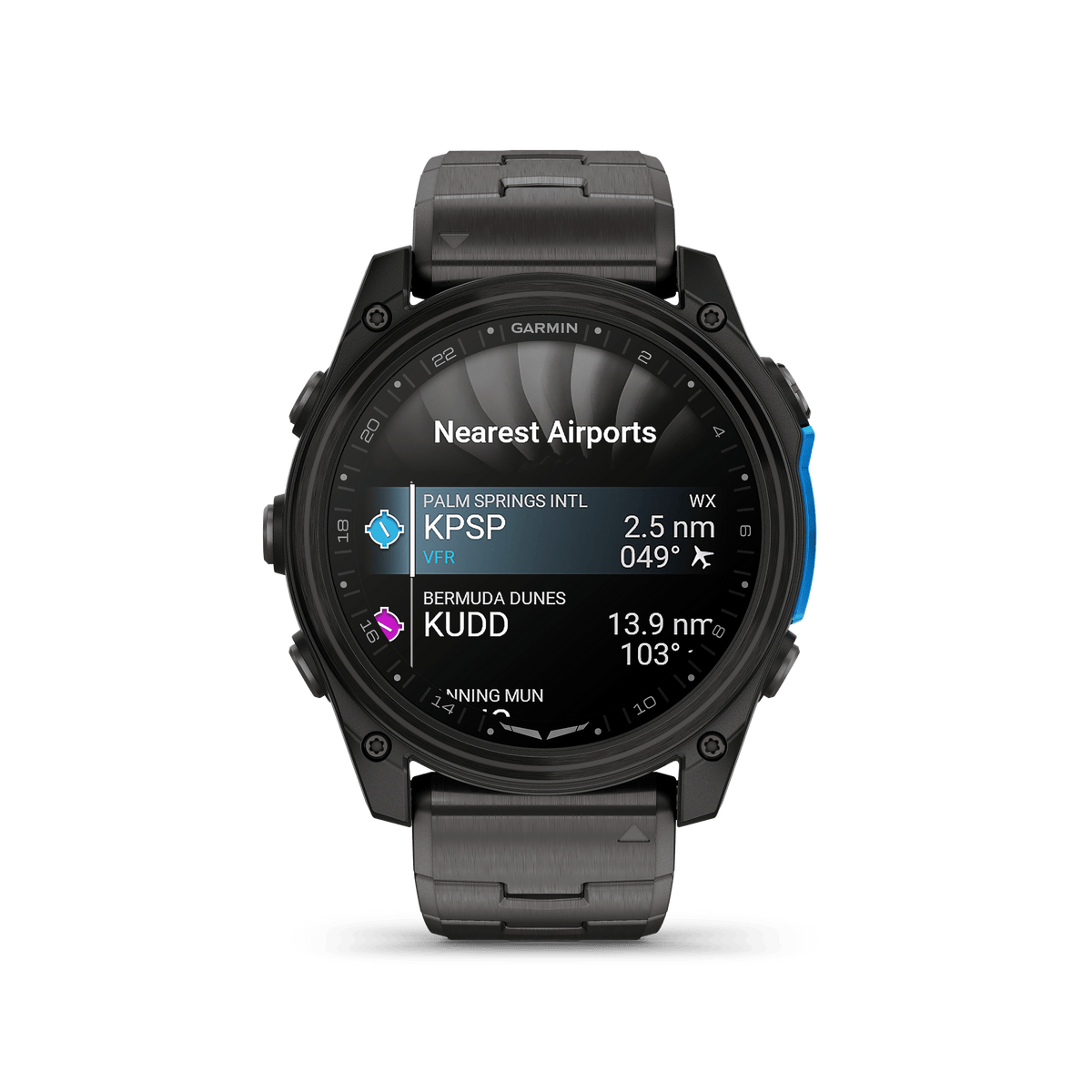 Garmin Watches Garmin D2 Mach 2 Aviator Smartwatch: Carbon Gray DLC Titanium with Vented Titanium Bracelet (51 mm)