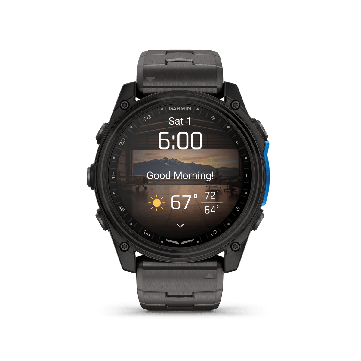 Garmin Watches Garmin D2 Mach 2 Aviator Smartwatch: Carbon Gray DLC Titanium with Vented Titanium Bracelet (51 mm)