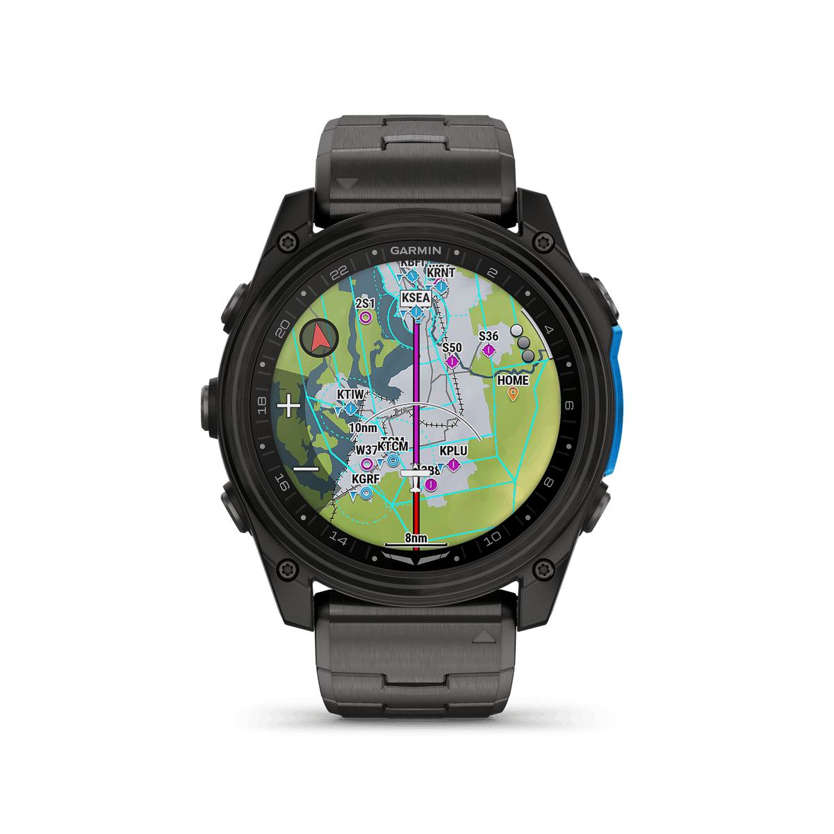 Garmin Watches Garmin D2 Mach 2 Aviator Smartwatch: Carbon Gray DLC Titanium with Vented Titanium Bracelet (51 mm)