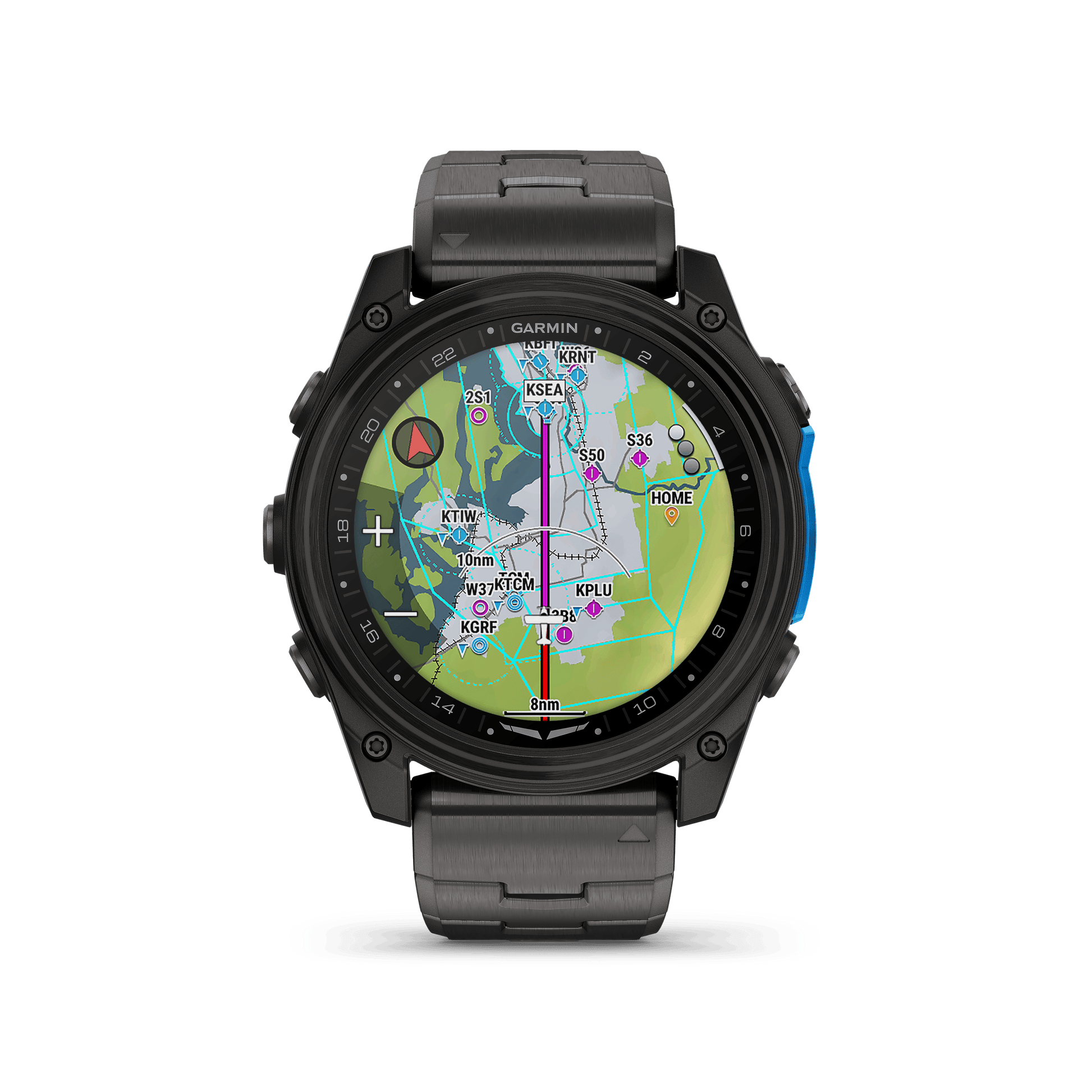 Garmin Watches Garmin D2 Mach 2 Aviator Smartwatch: Carbon Gray DLC Titanium with Vented Titanium Bracelet (51 mm)