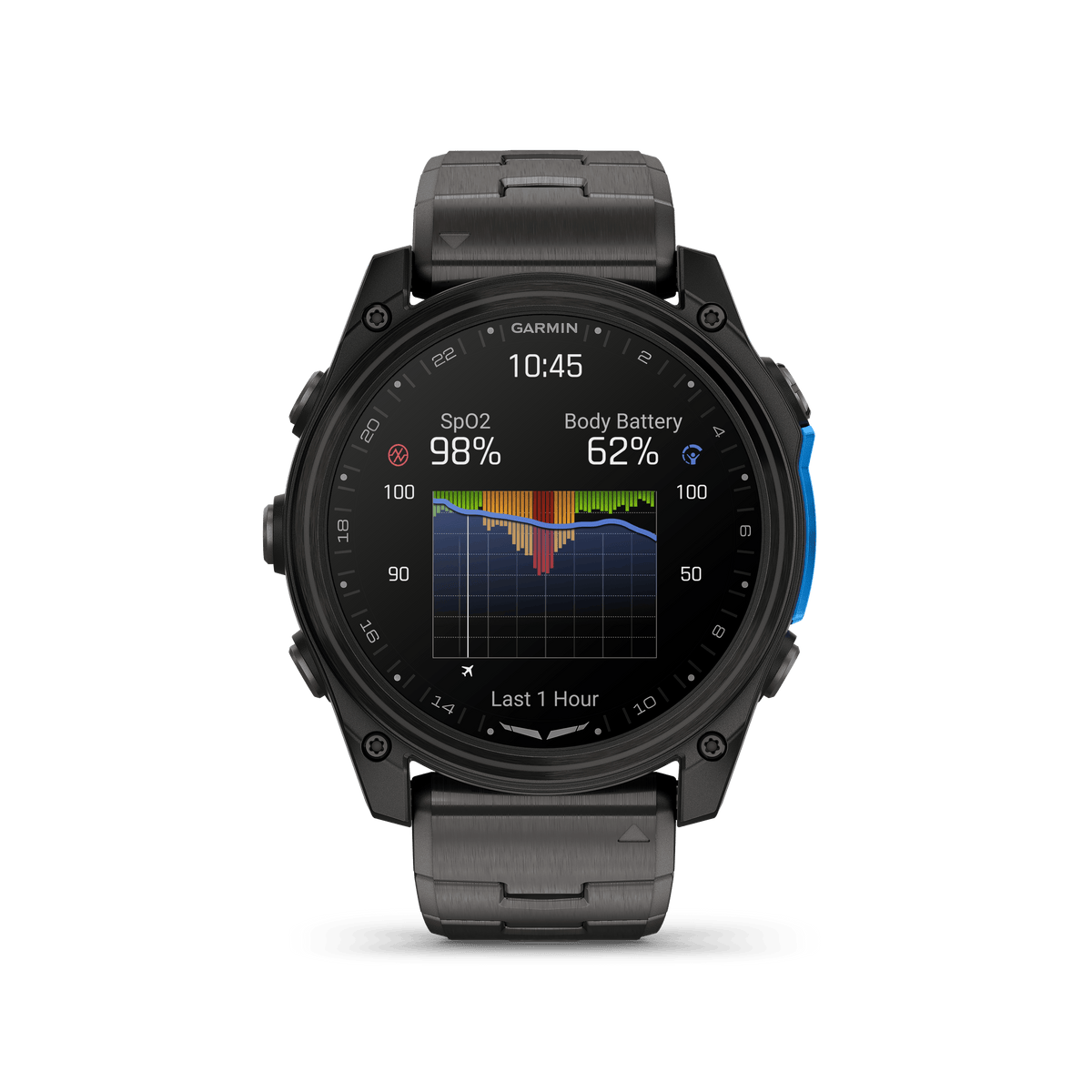 Garmin Watches Garmin D2 Mach 2 Aviator Smartwatch: Carbon Gray DLC Titanium with Vented Titanium Bracelet (51 mm)
