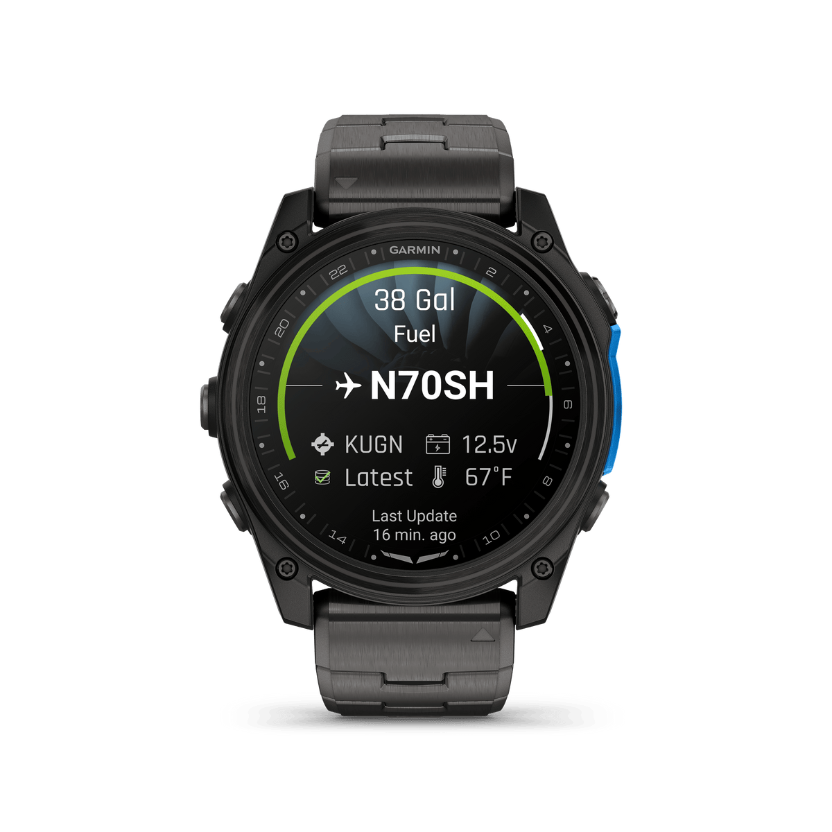 Garmin Watches Garmin D2 Mach 2 Aviator Smartwatch: Carbon Gray DLC Titanium with Vented Titanium Bracelet (51 mm)