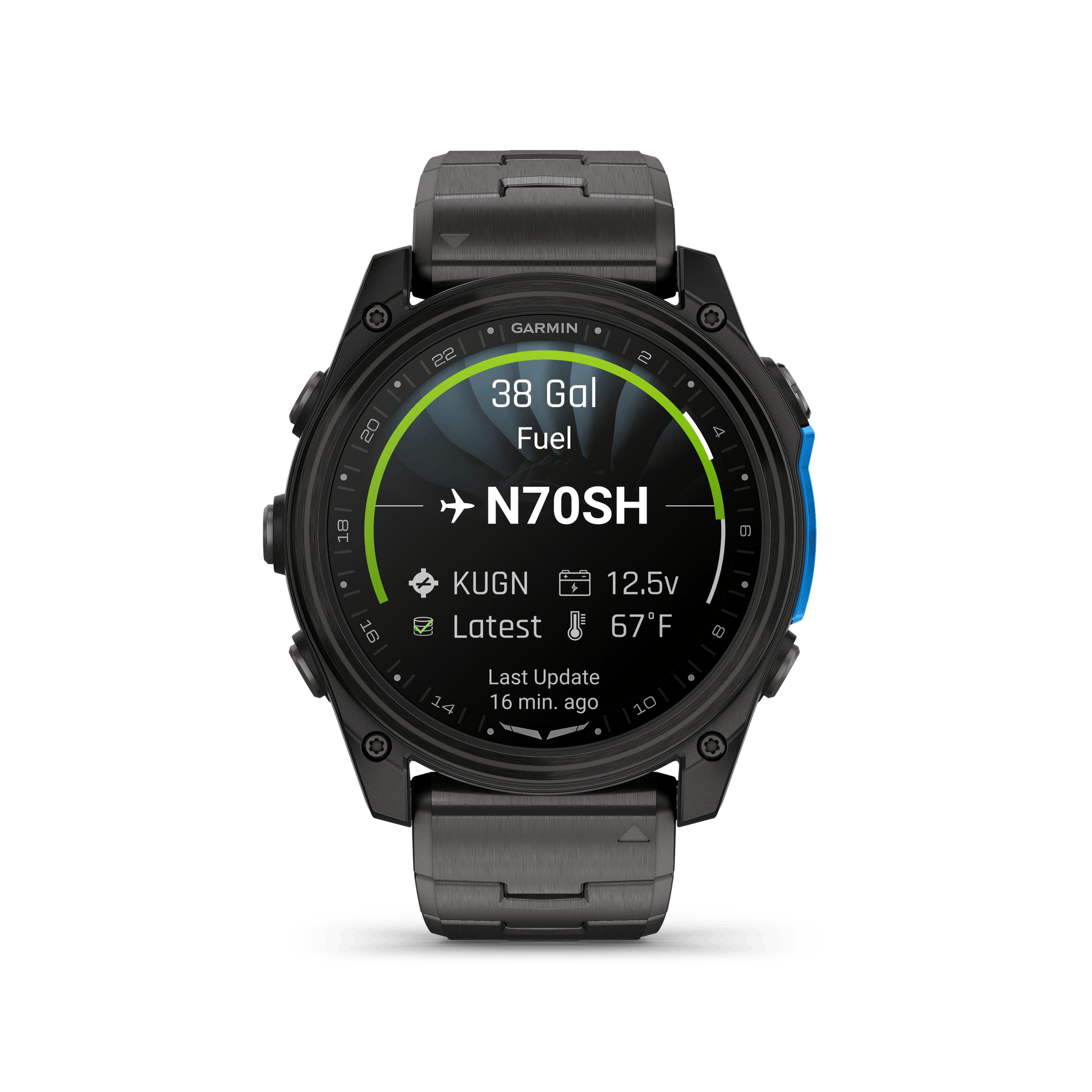 Garmin Watches Garmin D2 Mach 2 Aviator Smartwatch: Carbon Gray DLC Titanium with Vented Titanium Bracelet (51 mm)