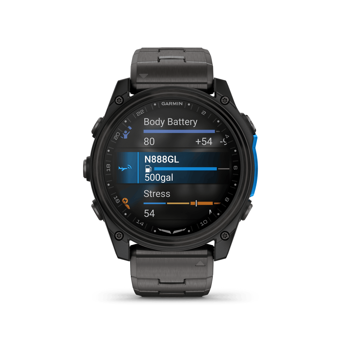 Garmin Watches Garmin D2 Mach 2 Aviator Smartwatch: Carbon Gray DLC Titanium with Vented Titanium Bracelet (51 mm)