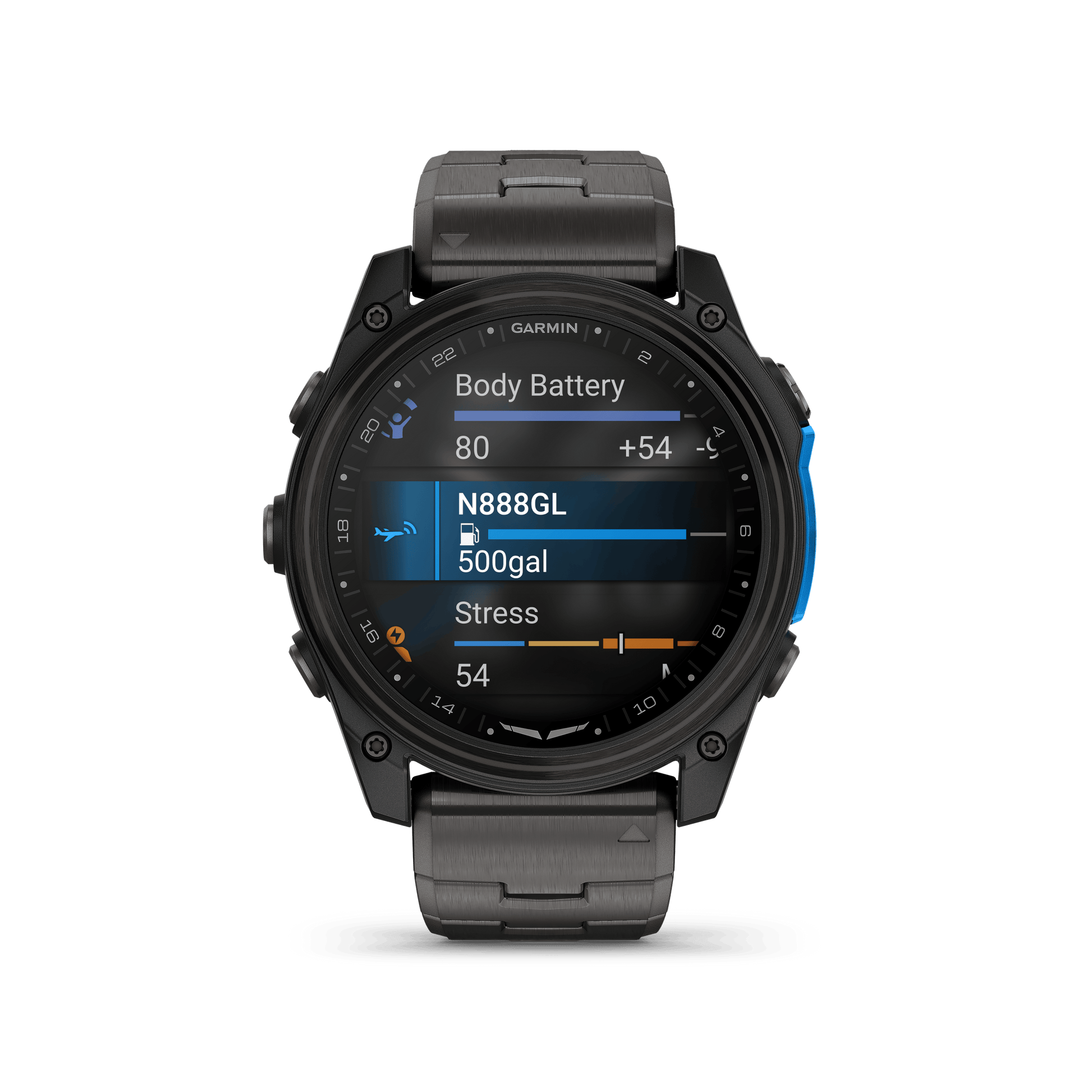 Garmin Watches Garmin D2 Mach 2 Aviator Smartwatch: Carbon Gray DLC Titanium with Vented Titanium Bracelet (51 mm)