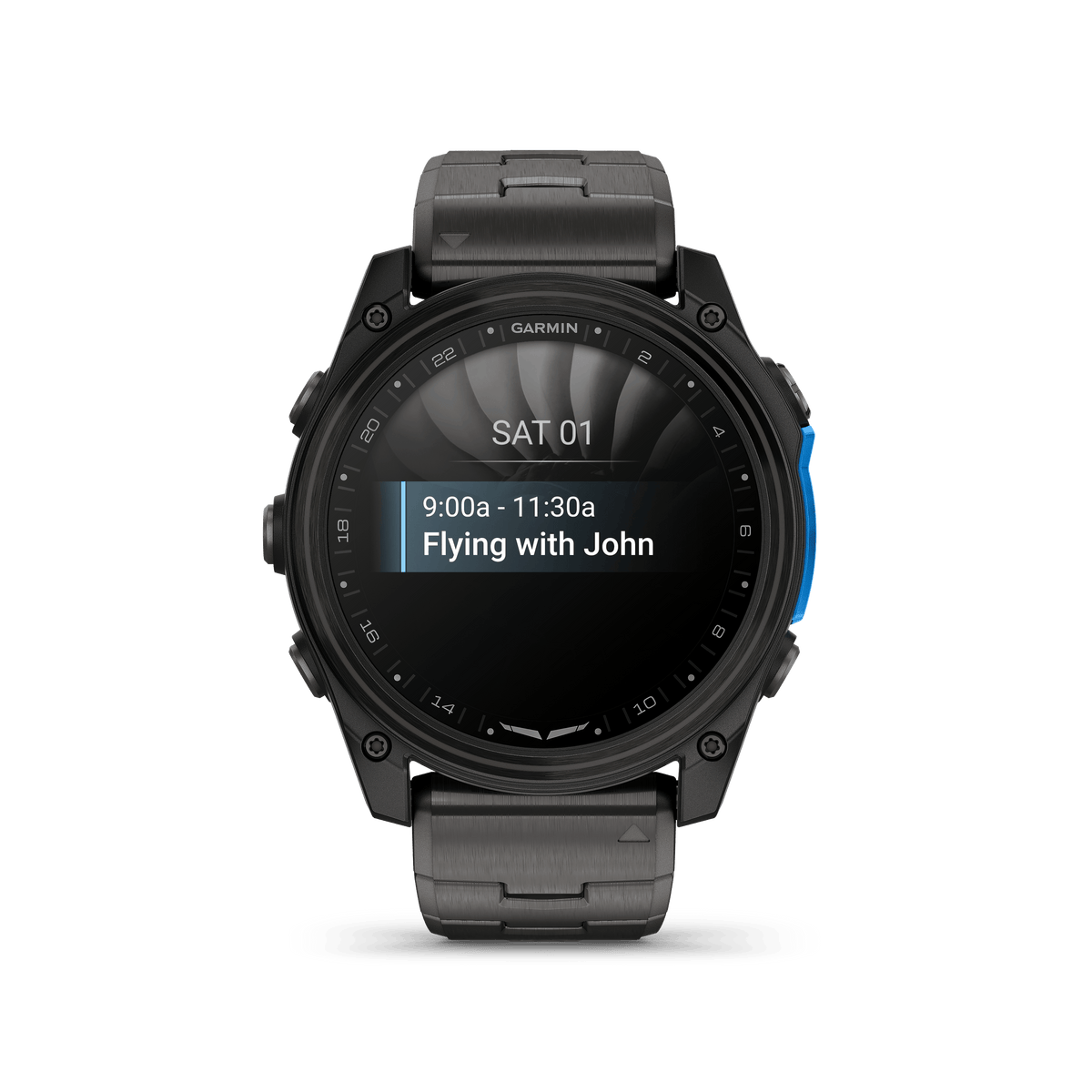 Garmin Watches Garmin D2 Mach 2 Aviator Smartwatch: Carbon Gray DLC Titanium with Vented Titanium Bracelet (51 mm)