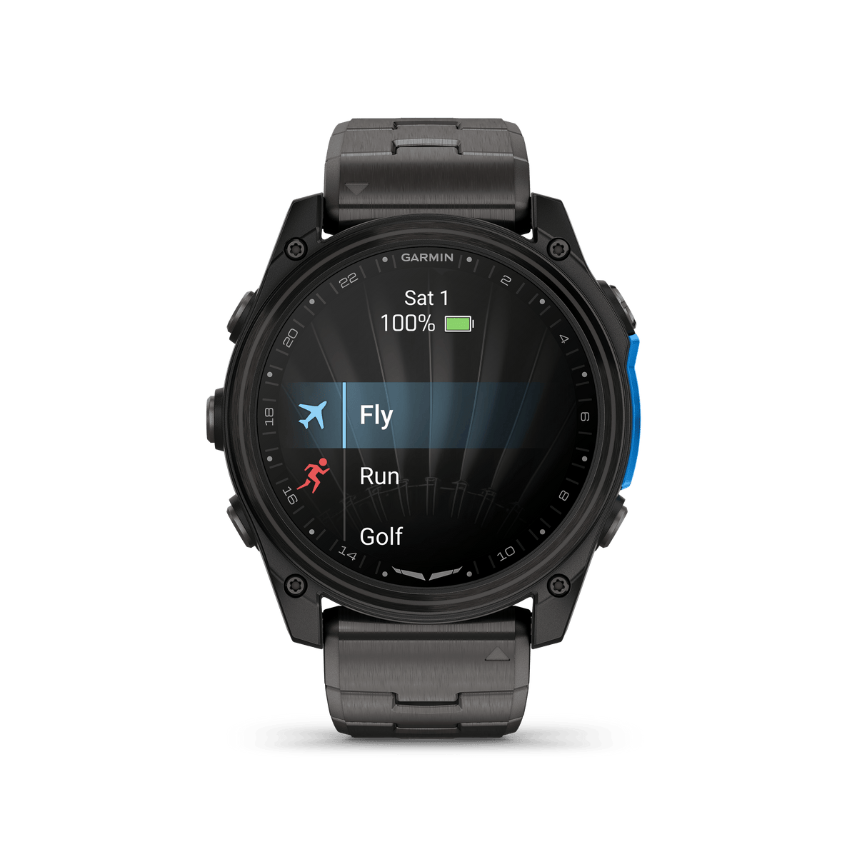 Garmin Watches Garmin D2 Mach 2 Aviator Smartwatch: Carbon Gray DLC Titanium with Vented Titanium Bracelet (51 mm)